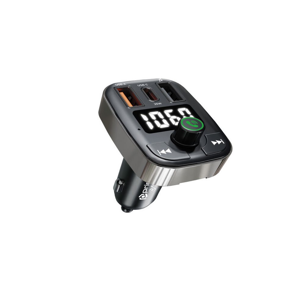 prio prio Fast Charge Autoladegerät 50W (USB-C + USB-A) & Sender (BT/FM) Sc Smartphone-Ladegerät (KFZ-Ladegerät, 1-tlg) von prio