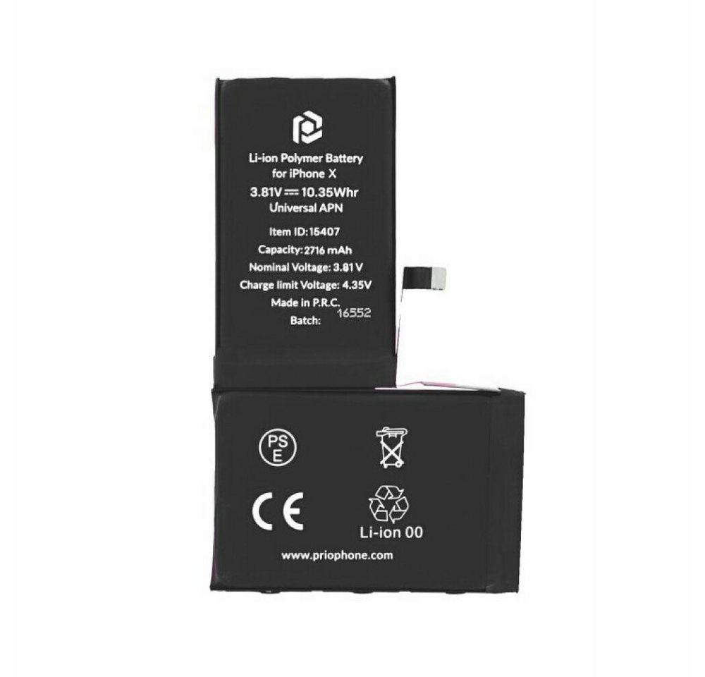 prio prio Akku für iPhone X (Universal APN) Handy-Akku (1 St) von prio