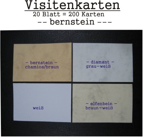 200 Visitenkarten bernstein chamios-braun zum selbstbedrucken - 20 Blatt a 10 Karten A4-85 x 55 mm - microperforiert von pripa