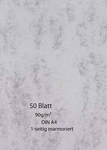 Marmor - Papier 50 Blatt - einseitig - grau - 90g - A4 von pripa