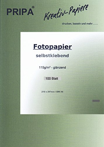 pripa 100 Blatt InkJet Fotopapier - selbstklebend - glossy glanz beschichtet - DinA4-210 x 297 mm - 115g - Tintenstrahldrucker pripa 100 Blatt InkJet Fotopapier - selbstklebend - glossy glanz beschichtet - DinA4-210 x 297 mm - 115g - Tintenstrahldrucker von pripa