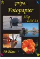 pripa 50 Blatt Fotopapier DINA4, 150g/qm, Glossy (glaenzend) hochauflösend, Fuer Inkjet Drucker (Tintenstrahldrucker). von pripa