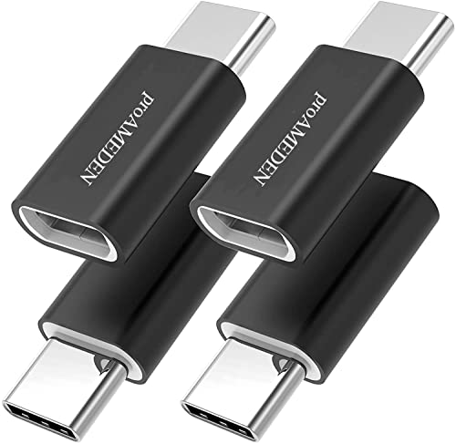 proAMEDEN Adapter Micro USB auf USB C [4 Stück] USB C Aluminium für Laden und Datenübertragung, multifunktional kompatibel mit Micro-USB-Geräten (schwarz) von proAMEDEN