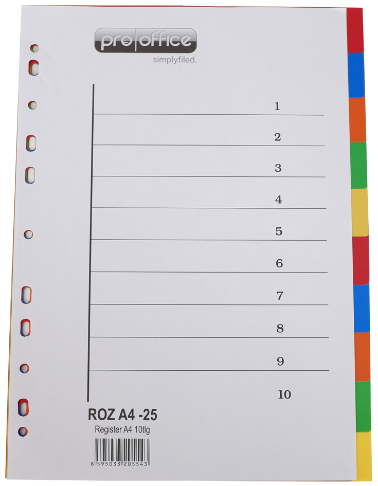 proOFFICE Kunststoff-Register, blanko, A4, 10-teilig von proOFFICE