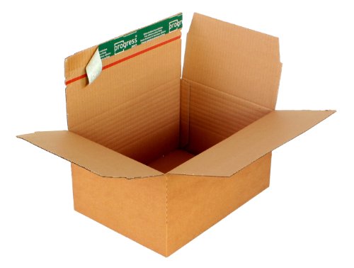 progressPACK Fix-Aufrichtekarton Premium PP K14.04-0 aus Wellpappe, DIN A4, 305 x 230 x 70-160 mm, 10-er Pack, braun von progressPACK