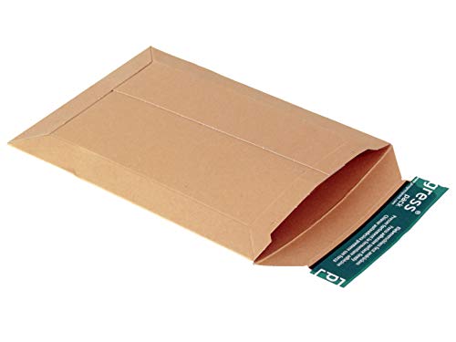 100 Stück progressPACK Versandtasche aus Vollpappe, DIN A5, 167 x 240 x bis 30 mm, 100-er Pack, braun PP V04.01 von progressPack