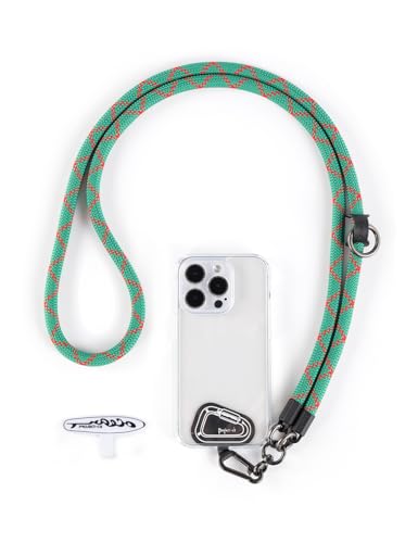project-cb Handy Umhängeband 1,Handyband Pads 2,Universelles Verstellbares Handy Trageband,Umhängen,PUmhängen für den Hals,Handy Lanyard,Handy Anhänger(Ferien-Grün) von project-cb