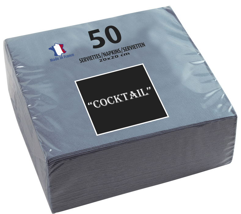 PROnappe Cocktail-Servietten, 200 x 200 mm, grau von pronappe
