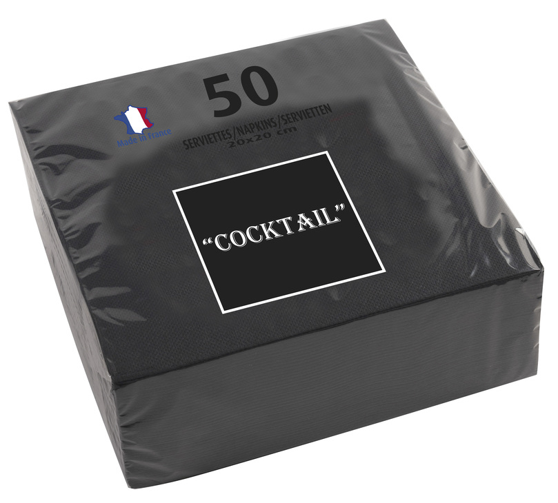 PROnappe Cocktail-Servietten, 200 x 200 mm, schwarz von pronappe