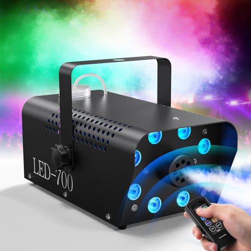 700W Nebelmaschine, Nebelmaschine mit 8 led Lichteffekt, 10 Farben RGB drahtlose Fernbedienung Mini Nebelmaschine für Hochzeit Party Halloween Weihnachten Disco Show Club von propulsion Life