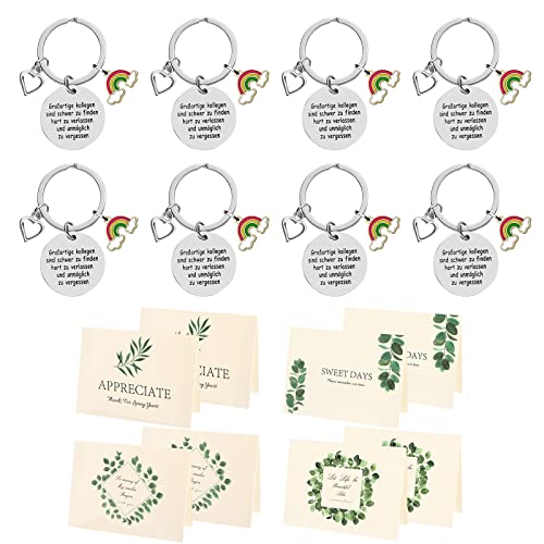 prota Abschiedsgeschenk kollegen, 8Pcs Schlüsselanhänger Geschenk kollegen Danke Geschenk Kollegin Abschiedsgeschenk mit 8 Pcs Grußkarte Geschenk für Abschied kollegin von prota
