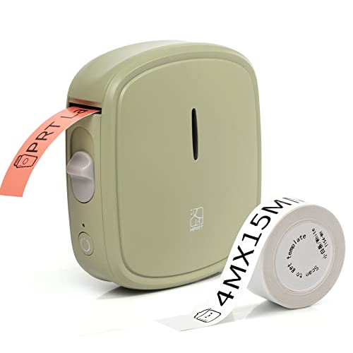 prt Qutie Bluetooth Beschriftungsgerät Selbstklebend, Tragbarer Mini Etikettiergerät, USB Aufladen Etikettendrucker, labelmaker für Zuhause, Büro, Datum, Name, Kompatibel, iOS & Android，Grün von prt
