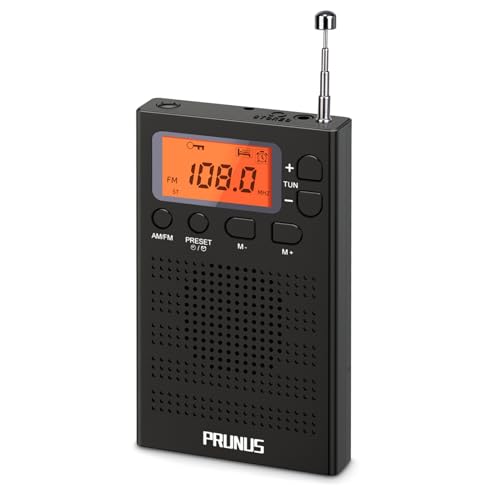 PRUNUS J-125 Taschenradio UKW/AM/FM Mini Radio, Tragbares Radio Klein mit Voreinstellung/Timer/Wecker,Tastensperre, Kleines Radio mit AAA-Batterie betrieben zum Wandern, Reisen. von prunus
