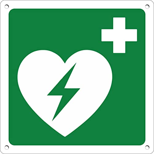 Defibrillator - Not- und Sicherheitsschild aus Aluminiummetall 3 mm dick (20x20 cm) von pubblimania