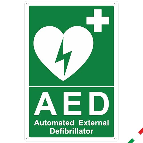 Pubblimania AED Defibrillator | Schild aus Aluminium-Verbund 3 mm außen und innen (AED, 1 Einheit) von pubblimania
