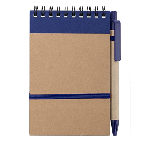 pubblimania Block Notes Ringnotizbuch mit 70 linierten Blättern und passendem Kugelschreiber aus Recyclingkarton (Blau) von pubblimania
