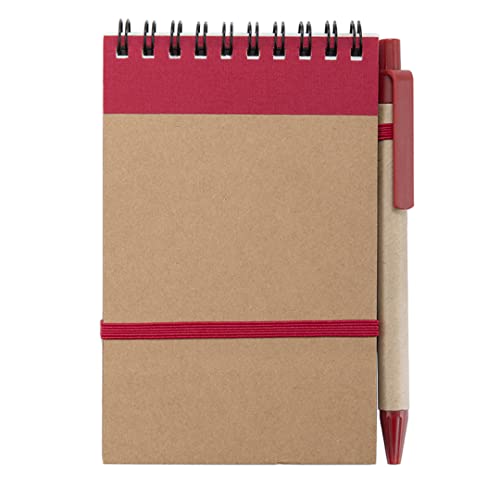 pubblimania Block Notes Ringnotizbuch mit 70 linierten Blättern und passendem Kugelschreiber aus Recyclingkarton (Rot) von pubblimania