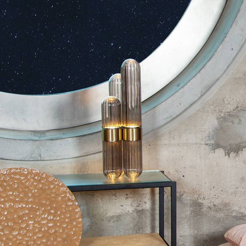 pulpo LED-Tischlampe Cactus Small, rauchgrau/messing poliert von pulpo GmbH