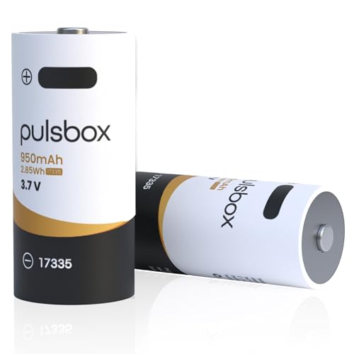 pulsbox 17335 Li-Ion Akku 3.7V 950mAh | USB-C wiederaufladbar | integrierter Schutz (3.7V | 2 x Akku) Kompatibel mit Arlo Wireless Security Camera VMC3030/VMK3200/VMS3330/3430/3530 von pulsbox