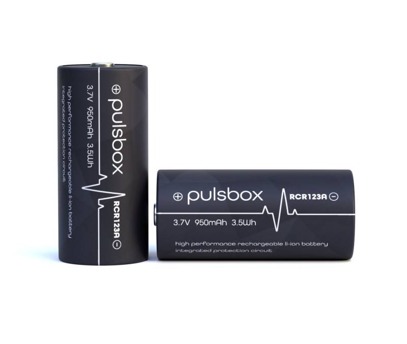 pulsbox 16340 RCR123A Li-Ion 3,7V PCB-Geschützt 950mAh  Akku von pulsbox