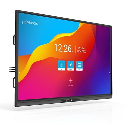 polyboard - Interaktives Whiteboard 75 Zoll (3840x2160 UHD) 2.4G WiFi - Digitales Smart-Board Konferenz-Bildschirm für Schule, Präsentation & Meeting - All-in-One Flipchart Widescreen mit Touch-Screen von puri TOPIA