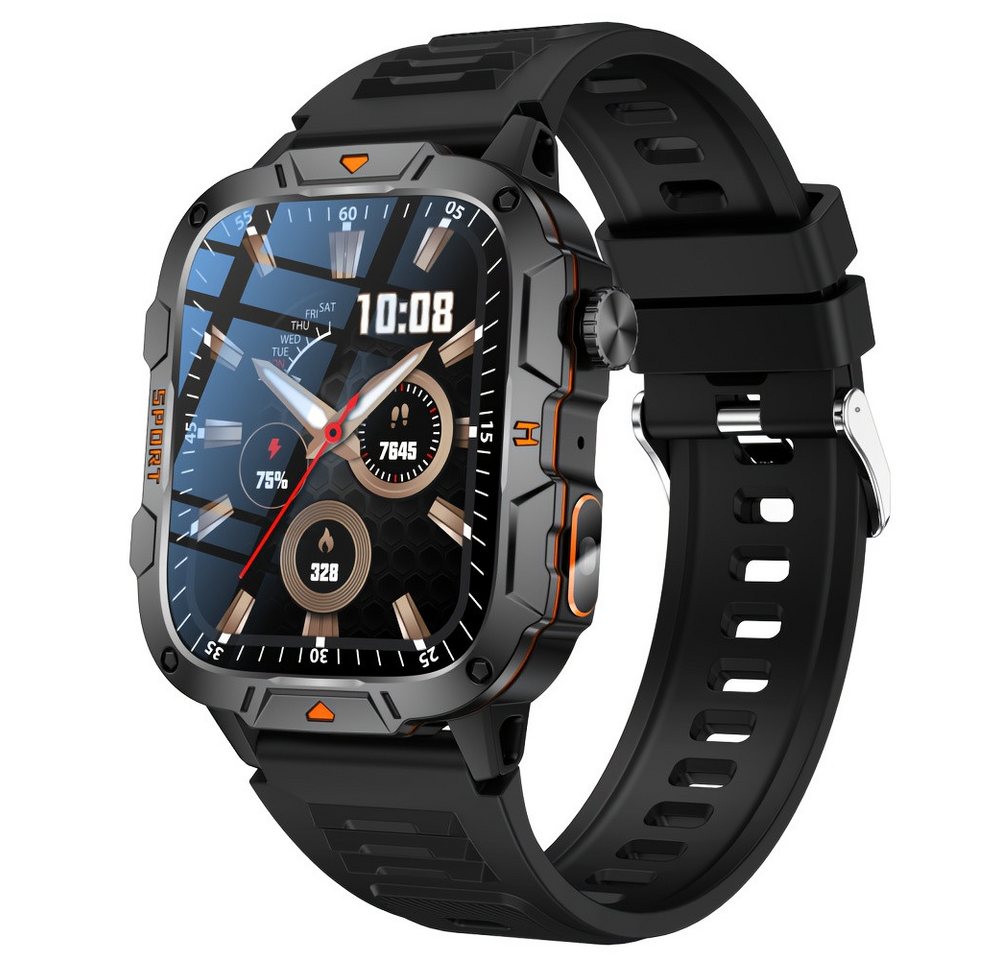 purspo Fur Damen Herren mit LED-Taschenlampe/Drahtlos-Anrufe/Musiksteuerung/ Smartwatch (Andriod iOS), DIY-Hintergrundbild/Sperrbildschirm/Wecker/Schrittzähler/Multi-Sport von purspo