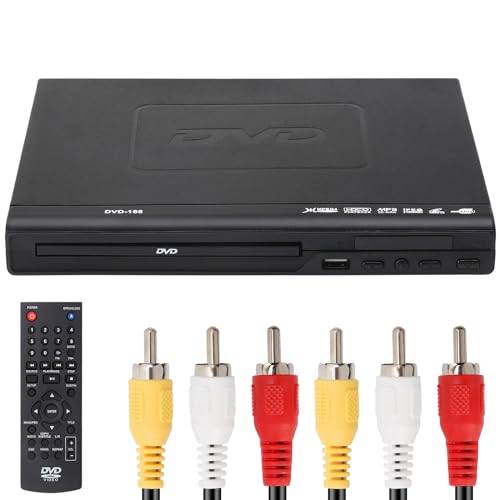 DVD Player, Puseky DVD Player VCD Player für TV mit AV Kabel, CD Player USB Multifunktions-Player mit Fernbedienung für Heimstereoanlage von puseky