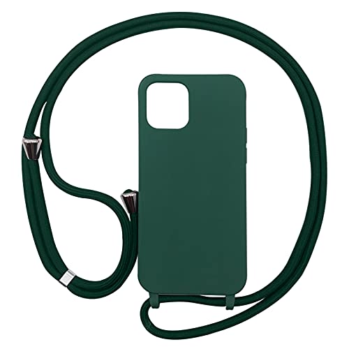 PuYu Zhe Kompatibe mit iPhone 11 Hülle,Verstellbarer Handykette Hülle Silikon Seil Necklace Handyhülle mit Kordel Tasche TPU Bumper Schutzhülle-Dunkelgrün von puyu zhe