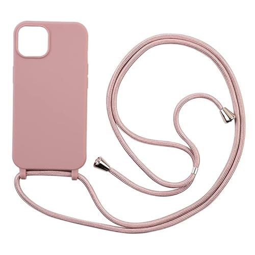 PuYu Zhe Kompatibe mit iPhone 14 Hülle,Verstellbarer Handykette Hülle Silikon Seil Necklace Handyhülle mit Kordel Tasche TPU Bumper Schutzhülle-Sandpulver von puyu zhe