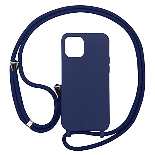 PuYu Zhe Kompatibe mit iPhone 14 Pro Hülle,Verstellbarer Handykette Hülle Silikon Seil Necklace Handyhülle mit Kordel Tasche TPU Bumper Schutzhülle-Dunkelblau von puyu zhe