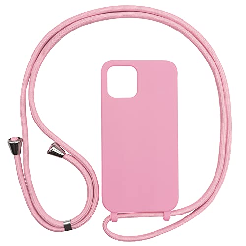 PuYu Zhe Kompatibe mit iPhone 14 Pro Hülle,Verstellbarer Handykette Hülle Silikon Seil Necklace Handyhülle mit Kordel Tasche TPU Bumper Schutzhülle-Rosa von puyu zhe