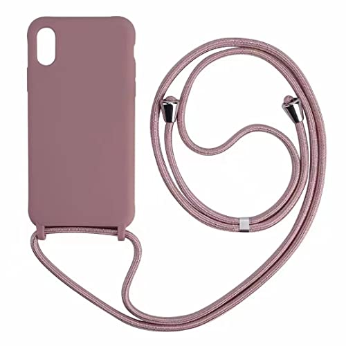 PuYu Zhe Kompatibe mit iPhone XR Hülle,Verstellbarer Handykette Hülle Silikon Seil Necklace Handyhülle mit Kordel Tasche TPU Bumper Schutzhülle-Sandpulver von puyu zhe