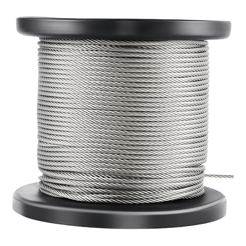 Drahtseil aus Edelstahl, 304 Edelstahlseil, Gartendrahtseil-Netz-Set, 7 x 7-7*19strängiges Edelstahlseil zum Aufhängen von Lichterketten, Kletterpflanzen, Vorhangseil, Duschvorhangseil, Zaun(A3mm*50m) Drahtseil aus Edelstahl, 304 Edelstahlseil, Gartendrahtseil-Netz-Set, 7 x 7-7*19strängiges Edelstahlseil zum Aufhängen von Lichterketten, Kletterpflanzen, Vorhangseil, Duschvorhangseil, Zaun(A3mm*50m) von pykaaiiu