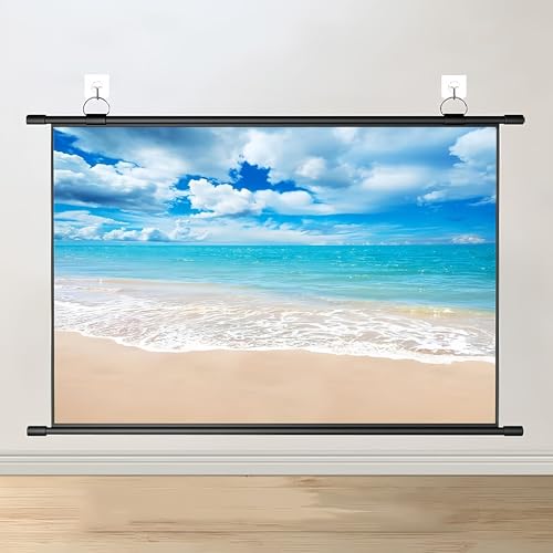 Leicht tragbareprojektionsleinwand screenAufrollbare Manuelle Projektionswand Keine Montage erforderlichFür Wandmontage, Filmnacht,Videoleinwand Für Büro Schulen(Schwarz d,152cm) von pykaaiiu