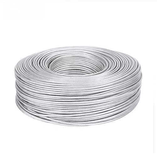 Stahldrahtseil, 304 Edelstahlseil, Gartendrahtseil-Maschenset, 7 x 7-strängiges Edelstahlseil zum Aufhängen von Lichterketten, Kletterpflanzen, Vorhangseil, Duschvorhangseil, Zaun(240353) von pykaaiiu