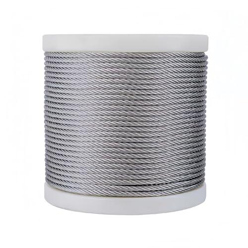 Stahldrahtseil, Drahtseil aus Edelstahl 304, Stahldrahtseil mit Ösen, mit Vinyl beschichteter Lichterketten-Aufhängedraht, geeignet für Outdoor-Camping, Spalier, Garten, Wäscheleine, Vorhänge(2.5mm*5m Stahldrahtseil, Drahtseil aus Edelstahl 304, Stahldrahtseil mit Ösen, mit Vinyl beschichteter Lichterketten-Aufhängedraht, geeignet für Outdoor-Camping, Spalier, Garten, Wäscheleine, Vorhänge(2.5mm*5m von pykaaiiu