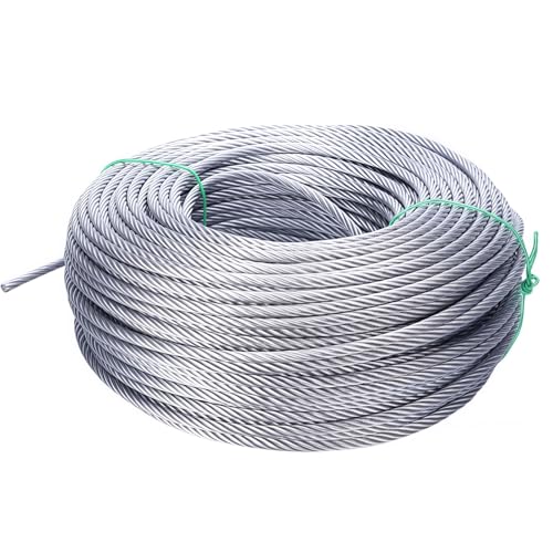 Stahldrahtseil, Ösendrahtseil, Edelstahl-Drahtseil-Spannseil, PVC-beschichteter Seilspanner für Zäune, Außenleuchten, Wäscheleinen, Gitterpflanzen, Deckskabelgeländer(5mm,100m) von pykaaiiu