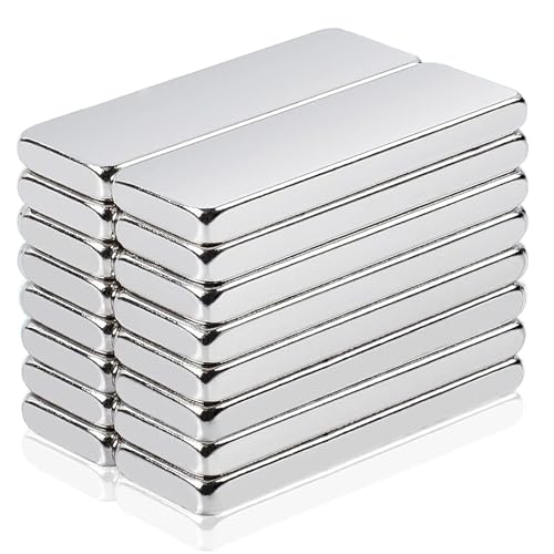 16 Stück Magnete Stark Klein, 40x10x5mm Neodym Magnete Extra Stark Magnete für Magnettafel, Magnete Klebend Platten Magneten für Küchenschrank, Büro, Whiteboard Magnet Magnetplatten von qhklew
