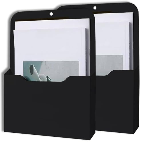2 Stück Magnetischer Aktenhalter, Magnetischer Stifthalter, A4 Dokumentenhalter Bürobedarf Aufbewahrung, mit Starkem Magneten, für Whiteboards, Kühlschrank, Zuhause, Schwarz von qhklew