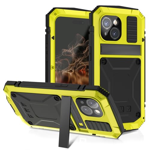 qichenlu 2 Meter Stoßfest Gelb Rundumschutz Case kompatibel mit iPhone 15,mit Displayschutz Ständer Metall hybrid SIlikon Gehäuse Wasserabweisende Hülle kompatibel mit iPhone 15 qichenlu 2 Meter Stoßfest Gelb Rundumschutz Case kompatibel mit iPhone 15,mit Displayschutz Ständer Metall hybrid SIlikon Gehäuse Wasserabweisende Hülle kompatibel mit iPhone 15 von qichenlu