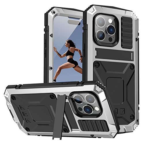 qichenlu 2 Meter Stoßfest Silber Rundumschutz Case kompatibel mit iPhone 14 Pro Max,mit Displayschutz Ständer Metall hybrid SIlikon Gehäuse Wasserabweisende Hülle kompatibel mit iPhone 14 Pro Max qichenlu 2 Meter Stoßfest Silber Rundumschutz Case kompatibel mit iPhone 14 Pro Max,mit Displayschutz Ständer Metall hybrid SIlikon Gehäuse Wasserabweisende Hülle kompatibel mit iPhone 14 Pro Max von qichenlu