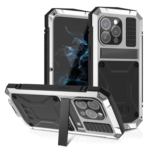 qichenlu 2 Meter Stoßfest Silber Rundumschutz Case kompatibel mit iPhone 16 Pro Max,mit Displayschutz Ständer Metall hybrid SIlikon Gehäuse Wasserabweisende Hülle kompatibel mit iPhone 16 Pro Max qichenlu 2 Meter Stoßfest Silber Rundumschutz Case kompatibel mit iPhone 16 Pro Max,mit Displayschutz Ständer Metall hybrid SIlikon Gehäuse Wasserabweisende Hülle kompatibel mit iPhone 16 Pro Max von qichenlu