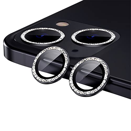 qichenlu 3 Stück Bling Strass (Schwarz) Kamera Linsen Schutz Glas Groß Glitzer Stein kompatibel mit iPhone 13 / iPhone 13 Mini,Einzeln Objektiv Abdeckung Diamant Hinten Kamera Dekoration Folie von qichenlu