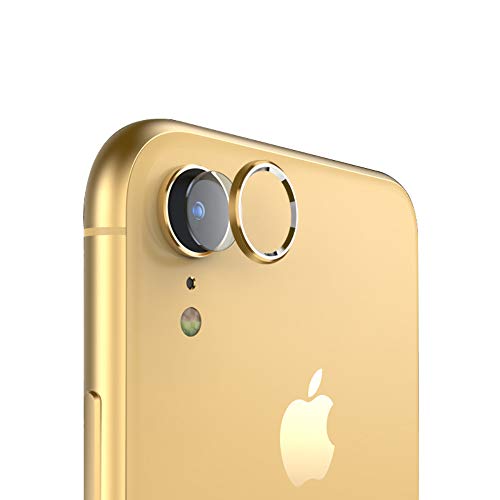 qichenlu 3X Kamera Glas Folie + 2X Kamera Alu Schutzring (Gold) für iPhone XR, Rückseite Kamera Schutz Set für iPhone XR,Linsen Metall Rahmen Klar 6D Glas Kratzfest Kamera Hinten Schutz von qichenlu