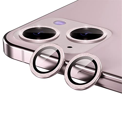 qichenlu 4 Stück・2 Sets Kamera Linsen Glas mit Aluminium Rand kompatibel mit iPhone 13 / iPhone 13 Mini,Einzeln Linsenabdeckung Metall Rahmen (Funkeln Pink) Hinten Kamera Schutzfolie von qichenlu