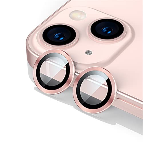 qichenlu 4 Stück・2 Sets Kamera Linsen Glas mit Aluminium Rand kompatibel mit iPhone 13 / iPhone 13 Mini,Einzeln Linsenabdeckung Metall Rahmen (Pink) Hinten Kamera Schutzfolie von qichenlu