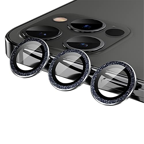 qichenlu 6 Stück・2 Sets Kamera Linsen Glas mit Aluminium Rand kompatibel mit iPhone 12 Pro,Einzeln Linsenabdeckung Metall Rahmen (Funkeln Schwarz) Hinten Kamera Schutzfolie von qichenlu