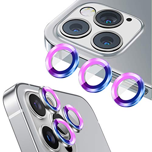 qichenlu 6 Stück・2 Sets Kamera Linsen Glas mit Aluminium Rand kompatibel mit iPhone 12 Pro Max,Einzeln Linsenabdeckung Metall Rahmen (Bunte) Hinten Kamera Schutzfolie von qichenlu