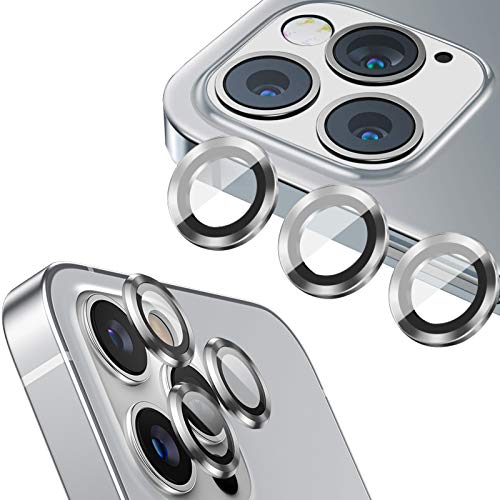 qichenlu 6 Stück・2 Sets Kamera Linsen Glas mit Aluminium Rand kompatibel mit iPhone 12 Pro Max,Einzeln Linsenabdeckung Metall Rahmen (Silber) Hinten Kamera Schutzfolie von qichenlu