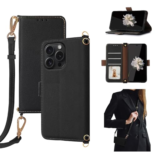 qichenlu Echt Leder Crossbody Case Abnehmbare Kette,【Glitzer Strass,Magnetverschluss,RFID-Sperre】 Klapphülle mit Fotorahmen Standing Cover kompatibel mit iPhone 15 Pro,Elegant Schwarz qichenlu Echt Leder Crossbody Case Abnehmbare Kette,【Glitzer Strass,Magnetverschluss,RFID-Sperre】 Klapphülle mit Fotorahmen Standing Cover kompatibel mit iPhone 15 Pro,Elegant Schwarz von qichenlu